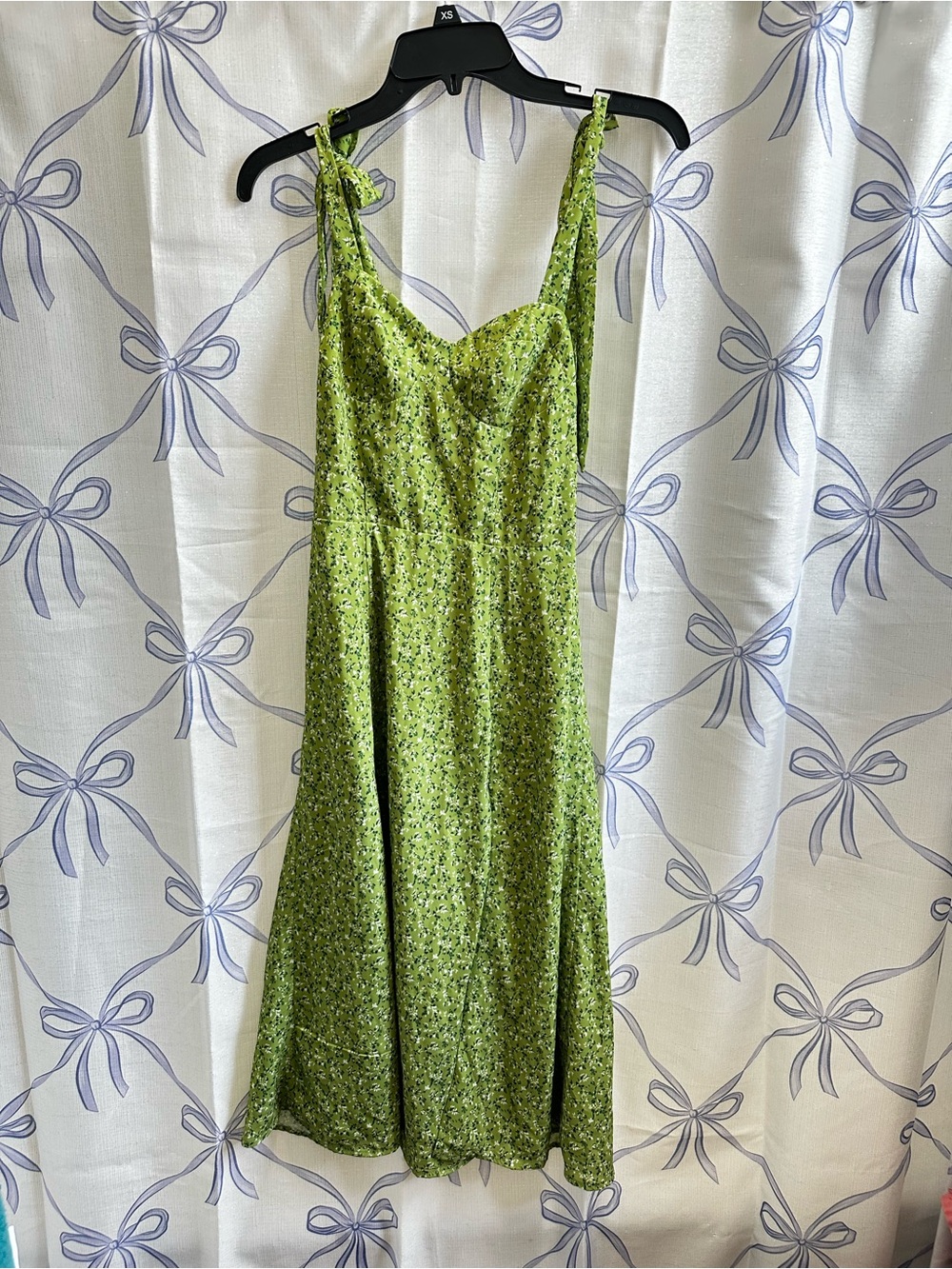 SHEIN Green Floral Tie-Shoulder Midi Dress size XS